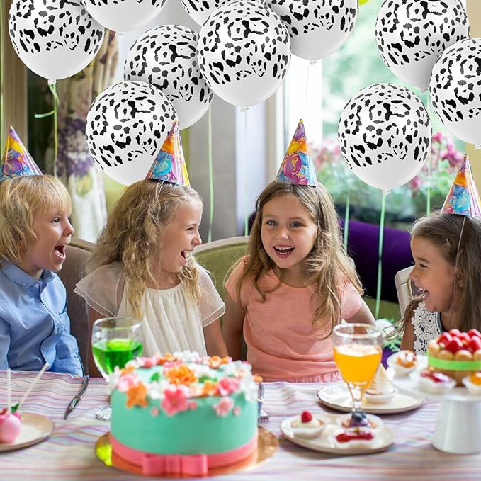 Gejoy 36 Pcs Cheetah Balloons White and Black Leopard Print Balloons 12 Inch Spots Latex Leopard Jungle Animal Decorations for Cheetah Zoo Theme Birthday Party Supplies