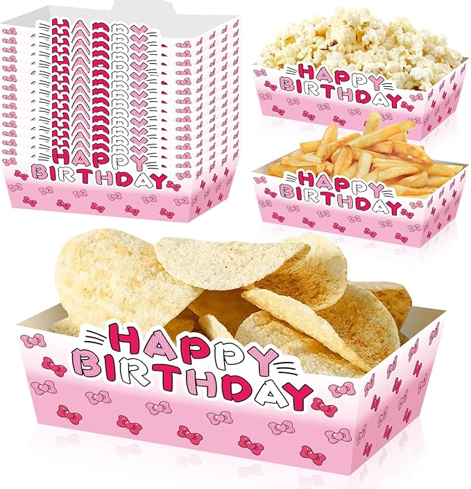 25Pcs Cartoon Cat Disposable Paper Food Trays for Cat Theme Birthday Party Supplies Baby Shower Decorations