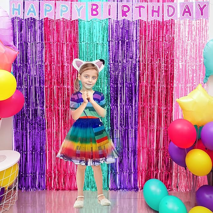 Cute Dollhouse Birthday Decorations, Including 2 Pack Dollhouse Party Streamers, 24pcs Doll House Balloons & 1pcs Doll House Birthday Banner for Doll-House Party Photo Backdrop Supplies