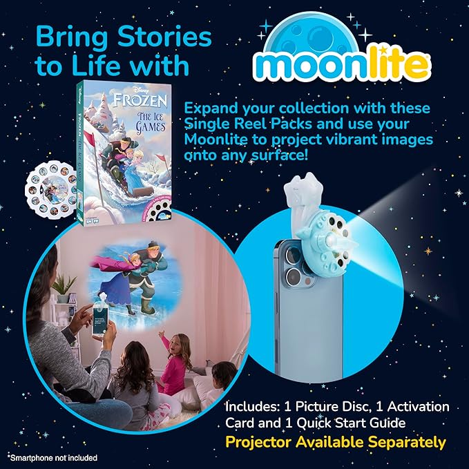 Moonlite Storytime - Disney's Frozen The Ice Games - A Magical Read Together - Projector Sold Separately - Single Disc Pack for Kids & Toddlers - Learning Gifts for Kids Ages 12 Months & Up