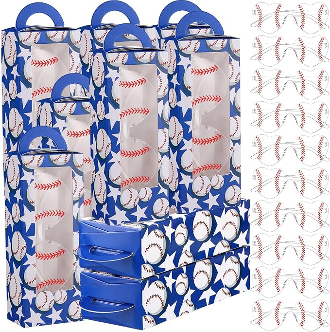 32 Pieces Baseball Party Favor Set with Sunglasses and Party Boxes Baseball Themed Gifts for Team Celebrations Birthday Tournaments and Sports Events