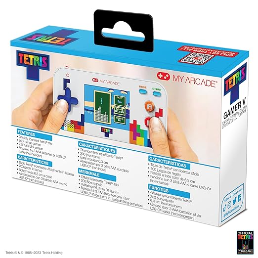 My Arcade Tetris Gamer V: Tetris Game preloaded with 200 Bonus Games, Arcade Classics, 2.5 Inch Screen
