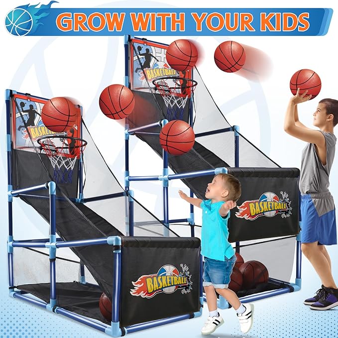 OCHIDO Arcade Basketball Game Set with 4 Ball,for Kids 3 4 5 6 7 8 9 10 +Years Old Boys,Kids Indoor/Outdoor Sport Play,Ideal Gift Age 3-5,6-8,8-10