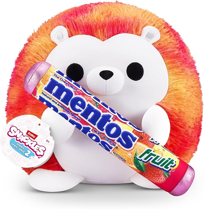 Snackles Series 2 Hedgehog & Mentos 8 Inch Plush by ZURU, Ultra Soft Plush, Collectible Plush with Real Licensed Brands, Stuffed Animal, Giftable