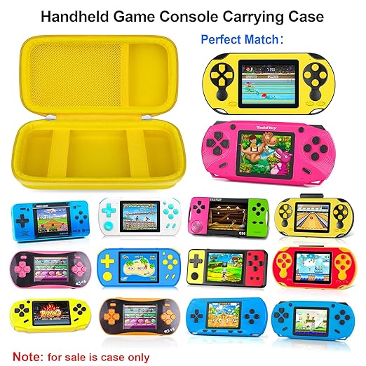 Elonbo Carrying Case for TaddToy/WELLST·G/Beijue/FAMILY POCKET/CCTU/X- JOYKIDS/GREENCREEK/Beico/KAVOYI/GuaiyeyeAP/TEBIYOU Handheld Game Console, Portable Electronic Gaming Player Bag, Yellow