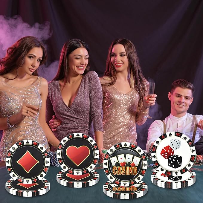 60 Pcs Casino Paper Plates, 9'' Poker Dice Print Plates for Casino Theme Party Decorations Las Vegas Party Decorations Game Night