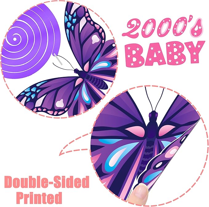 20pcs Y2K Party Hanging Swirls 2000s Pink Birthday Party Decorations for Girls I Love 00‘s Theme Ceiling Swirl Streamers for Hot Girl Bday Retro 2000s Female Bachelorette Party Supplies