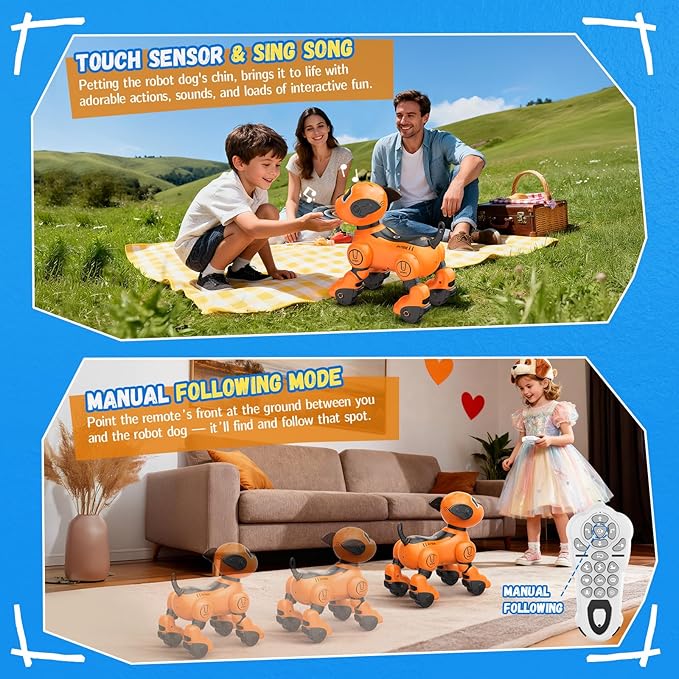 Robot Dog for Kids, Smart Remote Control Robots Dancing Toy for Boys and Girls Birthday Gifts for Children (Yellow)
