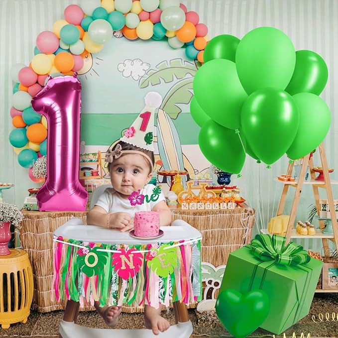 Hawaiian Aloha High Chair Banner for 1st Birthday Party Decoration Tropical Hawaiian Luau One High Chair Tassel Garland Banner for Girls Baby Shower Moana 1st Birthday Party Backdrop Decoration