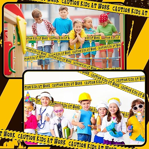 Nuanchu 2 Rolls 3'' x 98 Feet Kids at Work Construction Party Tape Decorations Caution Construction Birthday Party Supplies Favors for Kids Classroom Room Decor(No Stickiness)