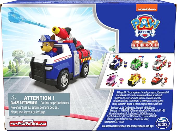 Paw Patrol Fire Rescue: Chase Rescue Fire Cruiser with Action Figure, Projectile Launcher, and Toy Truck, Kids Toys for Boys & Girls Ages 3 and Up