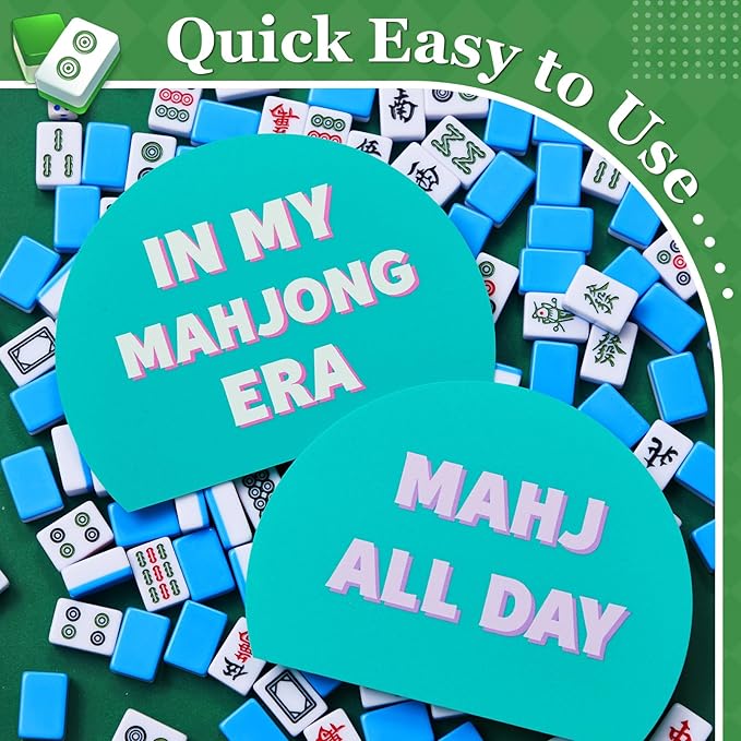 Soulchen 2 Pcs Mahjong Tile Mixer Shufflers for Mixing and Shuffling Tiles Plastic Mahjong Accessories Gifts for Lovers Games Decorative Printed Design (Green Semicircle Style)