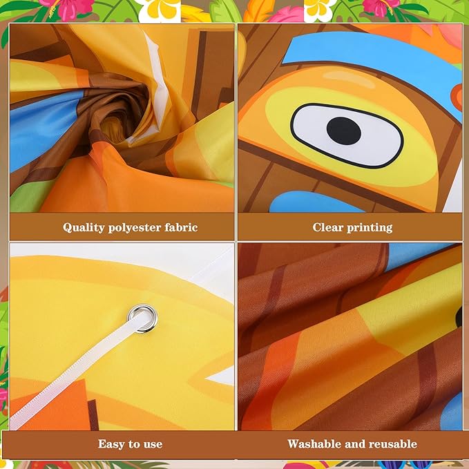Namalu Hawaii Luau Party Decorations Tiki Totem Porch Banner Door Decoration for Photo Prop Backdrop Tropical Summer Aloha Birthday Party Supplies