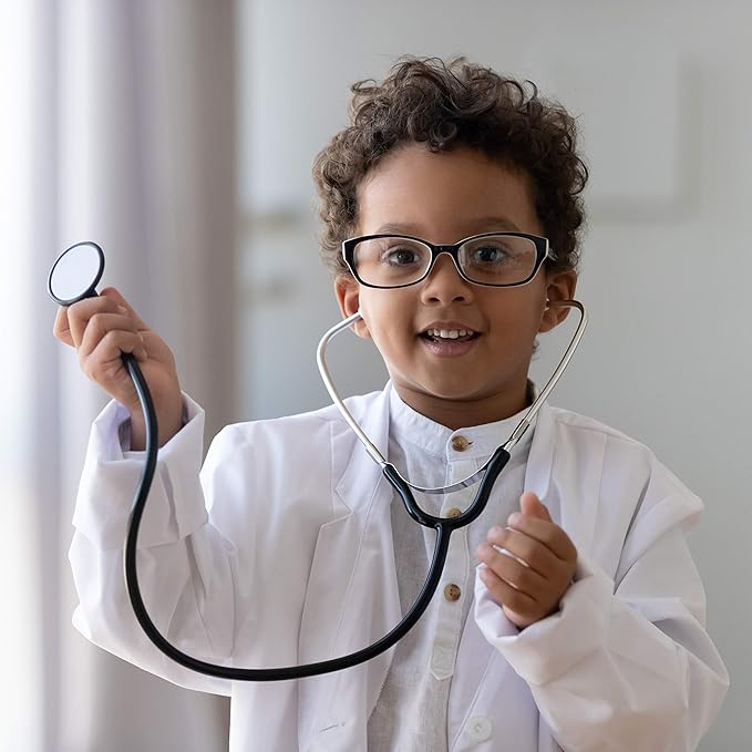 Skeleteen Doctor's Stethoscope Kids Toy - Doctor-Or-Nurse Pretend Play-Costume Accessories and Prop Toys for Kids - 1 Piece (Black)