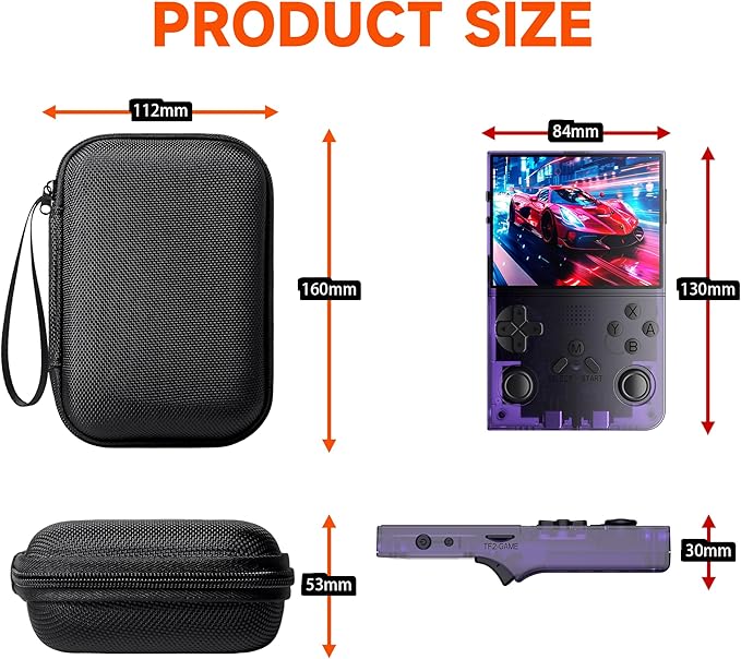 R40 Retro Handheld Game Console with Storage Case - Open Source System,3.5" IPS Screen, 18,000+ Classic Games, 128G TF Card, 3000mAh Battery, Portable Gaming Player for Travel, Purple