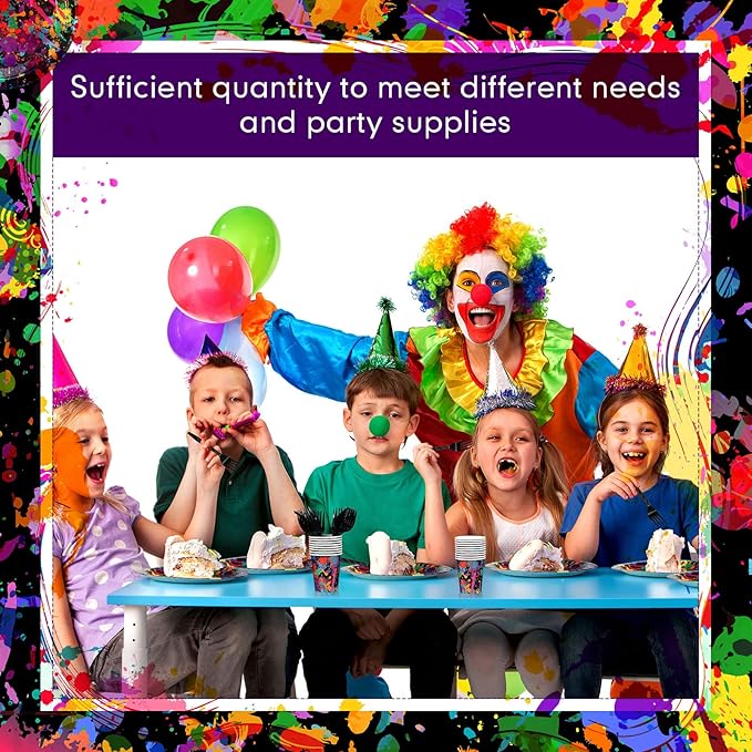 Baderke 252 Pcs Neon Party Supplies for 36 Guests Glow Party Plates Napkins Tableware Cups Knives Forks Spoons Neon Glow Birthday Colorful Graffiti Parties Decoration Favor