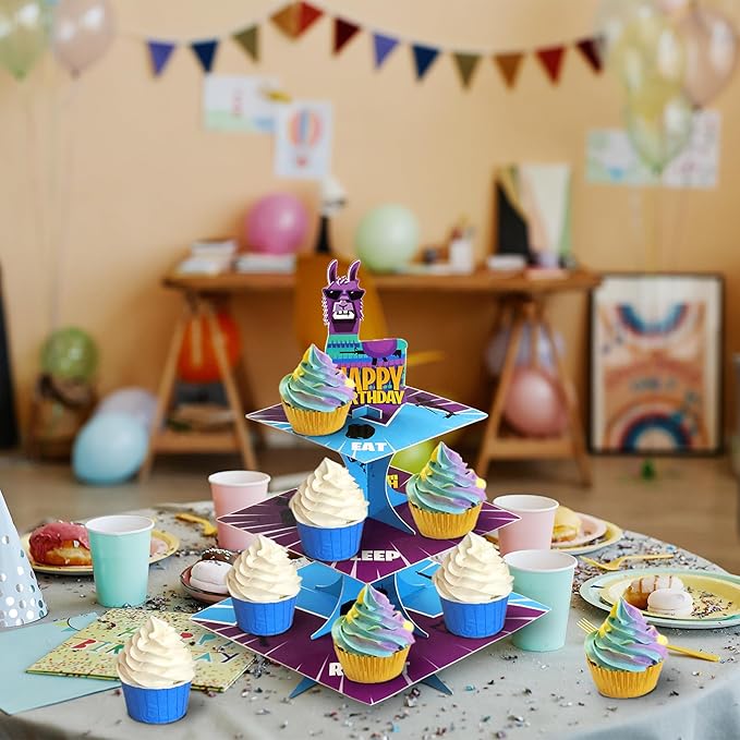 Video Game Birthday Party Supplies, 3 Tier Video Games Cupcake Stand for Boys Game Fans Birthday Decorations Baby Shower Game Party Favors