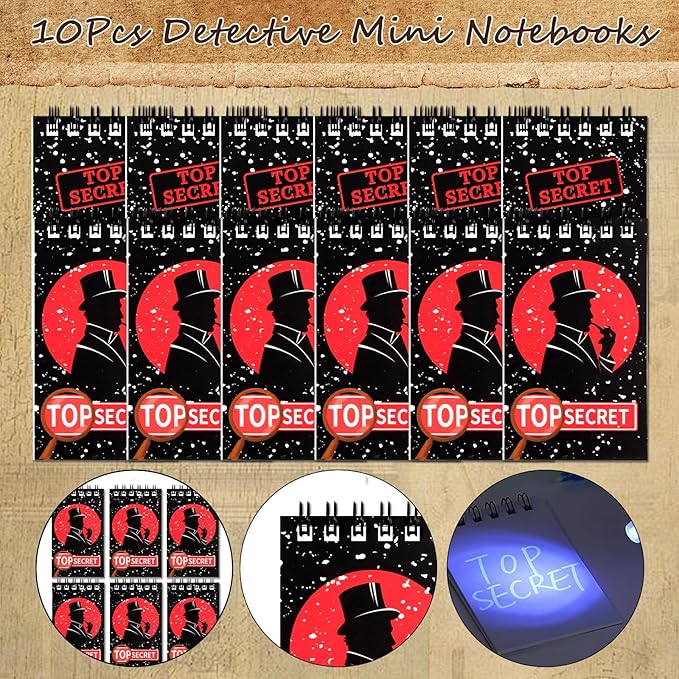 132Pcs Spy Detective Party Favors Kit for Kids Sunglasses, Invisible Ink Pen, Magnifying Glass, Secret Agent Name Tags for Spy Cosplay Escape Room Party Favors Detective Party Decorations