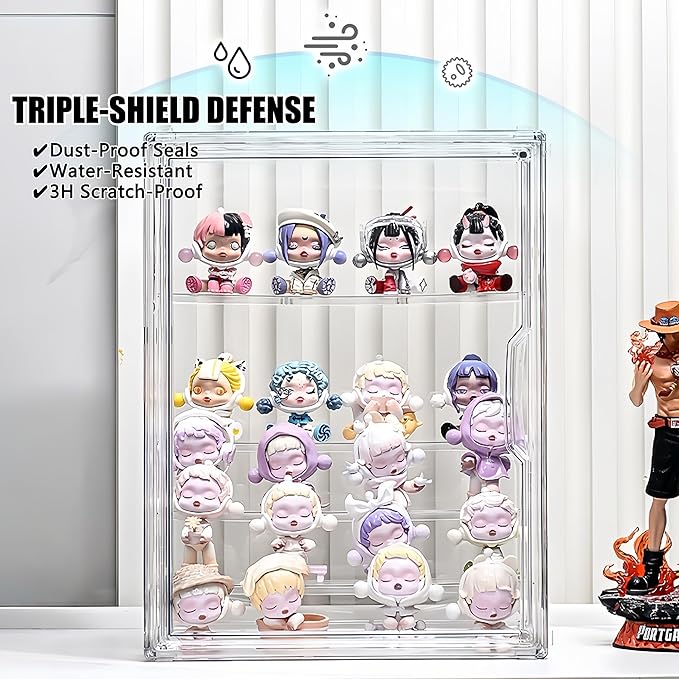 5-Tier Jumbo Acrylic Display Case for Figures - Extra Deep Shelves Holds 40+ Collectibles, Desktop Showcase with Magnetic Door for POP! Vinyls, Bobbleheads (L 5-Tier（10.6"*8.66"*14.17")