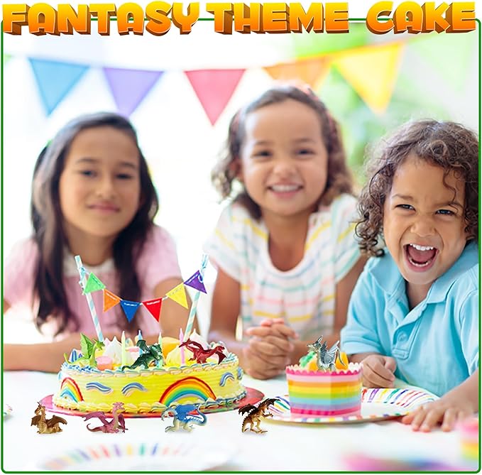 Bedwina Mini Dragon Toy Figures - (Bulk Pack 144) 2 Inch Plastic Rubbery Dragon Figurines in Assorted Colors and Styles - Kids Toys for Birthday Party Favors, Decorations, Cupcake Toppers and Piñatas
