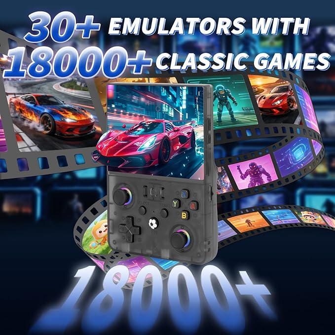 2026 NEW Upgrade R36MAXPRO Retro Handheld Game Console - 4.5 Inch Ultra-Large Screen, Support 18000+Classic Games, 64G TF Card, Linux System, 4000mAh Battery, Birthday Gift for Adult - Black