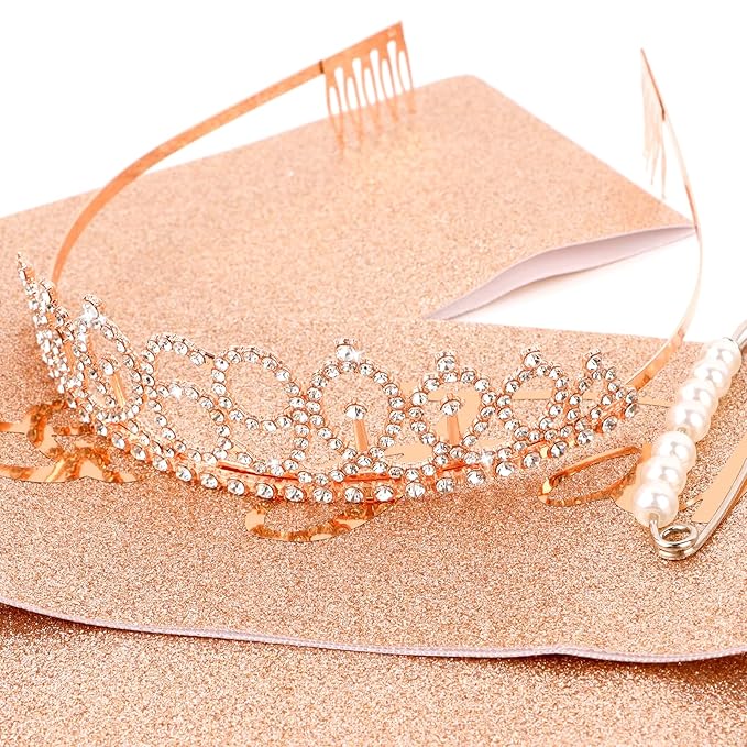 CIEHER 69 & Fabulous Birthday Set: Crown, Sash, Pearl Pin - 69th Birthday Decorations & Gifts for Women