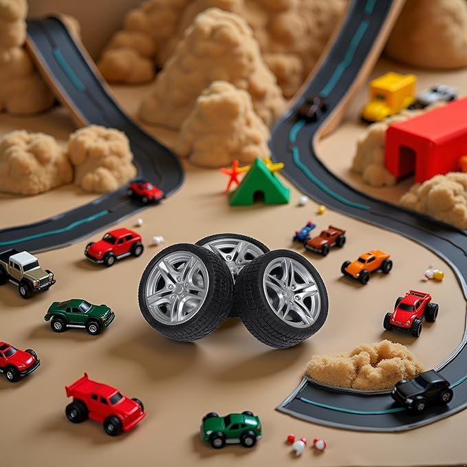 4Pcs Black Toy Car Wheel Tires,48mm Simulation Rubber Wheel Tire Wheel Toy Model DIY RC Spare Parts Easy Installation Small in Size,Remote and App Controlled Vehicles and Parts,Wheels and Tires