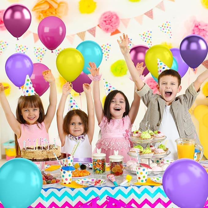 Pink Blue Purple Balloon, 60 Pcs 12 Inches Hot Pink Metallic Purple Burgundy Balloons for Kids Magic Theme Birthday Decoration Birthday Balloons Baby Shower Engagement Party Supplies