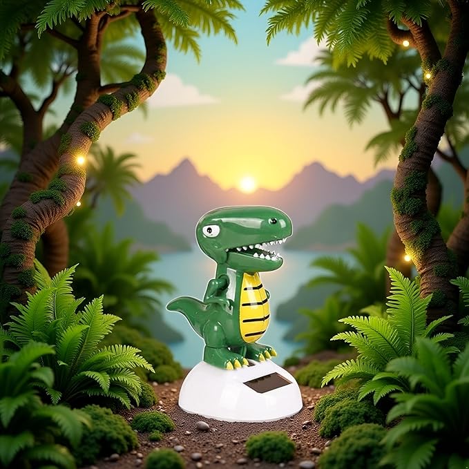 Green Cute Solar Powered Dancing Dinosaur,Decoration Gift,Swinging Dancer, No Battery Required,Desk and Dashboard Decor Home Decor Birthday Gifts Solar Power Kits Learning and Education