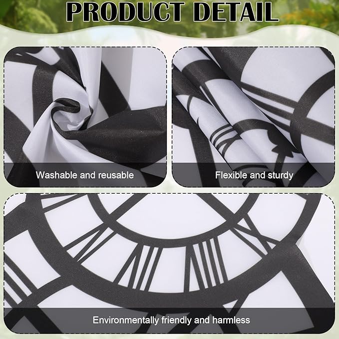 Preboun Wonderland Tea Party Decoration 6.56 x 4.9 ft Clock Door Banner Wonderland Garland Photo Props Background for Birthday Baby Shower Tea Party Supplies
