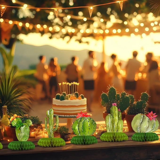 12 Pack Cactus Table Decorations - Cactus Party Decorations for Kids' Birthday and Baby Shower - Cactus Table Toppers