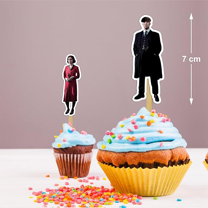 Peaky Blindrs Cupcake Topper – Vintage Gangster Theme Cupcake Topper for Birthday Celebrations and Classic Party Events, Retro Suit Style Decorative Cake Topper for Dessert Tables, Themed Gatherings.