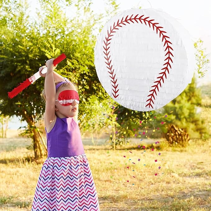 Baseball Pinata Sport Pinata with Stick & Blindfold Large Funny Pinatas for Baseball Party Decorations Sport Themed Birthday Party Supplies Family Games