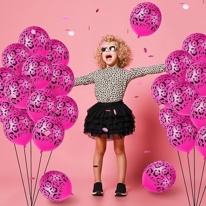 Gejoy 36 Pcs Cheetah Balloons Leopard Print Balloons 12 Inch Spots Latex Leopard Jungle Animal Decorations for Cheetah Zoo Theme Birthday Party Supplies (Rose Gold)