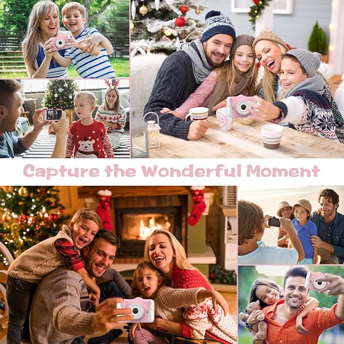 Kids Digital Camera, 12MP Children's Camera for Boys and Girls, 1080P Rechargeable Camera for Kids with 32GB TF Card, USB Charging 8X Zoom No Games.