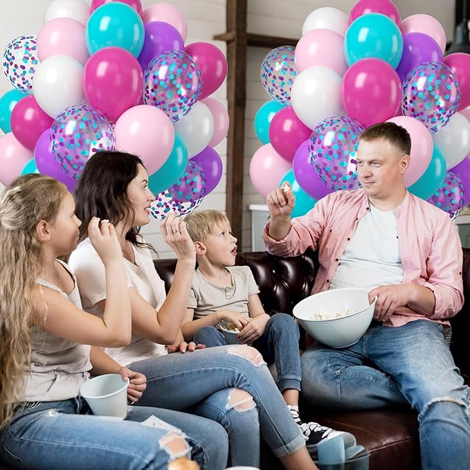 Pink Purple White Balloon, 50PCS 12Inches Teal Blue Purple Hot Pink Party Balloons Pastel Latex Balloon for Girls Birthday Baby Shower Wedding Graduation Party Decorations