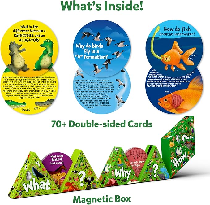 Skillmatics Flash Cards - Science Snippets Animals, STEM Learning Educational Toys & Learning Aids for Kids, Gifts for Boys & Girls Ages 7, 8, 9 & Up, Homeschool, Classroom & Travel Activity