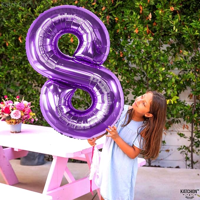 KatchOn, Giant Purple 8 Balloon Number - 40 Inch | Number 8 Balloon For Girls | Mermaid Party Decorations | 8th Birthday Decorations for Girls | 8 Birthday Balloon For Anniversary Decorations