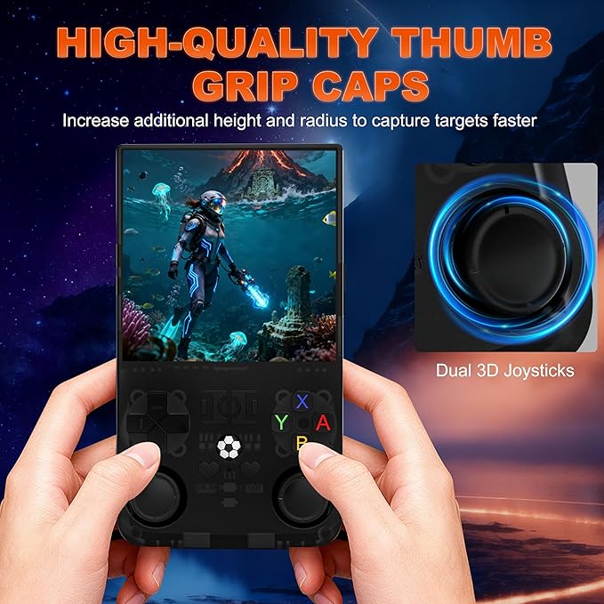 R36MAX Retro Handheld Game Console, 4.0 Inch IPS Screen, 64G TF Card, 4000mAh Battery, Plug and Play Portable Retro Gaming Console, Built-in 18,000+ Classic Game & 30+ Emulators - Black