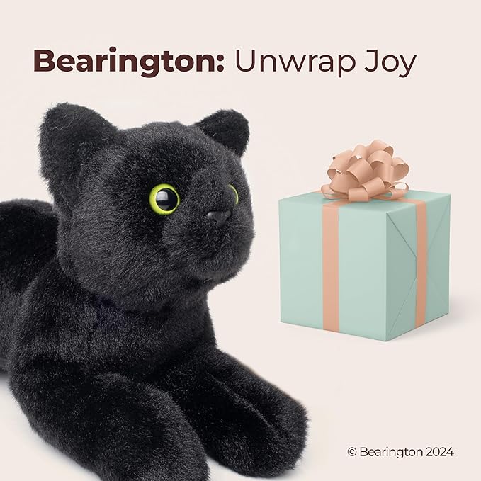 Bearington Lil' Jinx Black Cat Plush - 8" Realistic Black Cat Stuffed Animal Toy with Soft Fur and Lifelike Details - Adorable Kitty Plushies Gift for Kids, Toddlers, and Animal Lovers