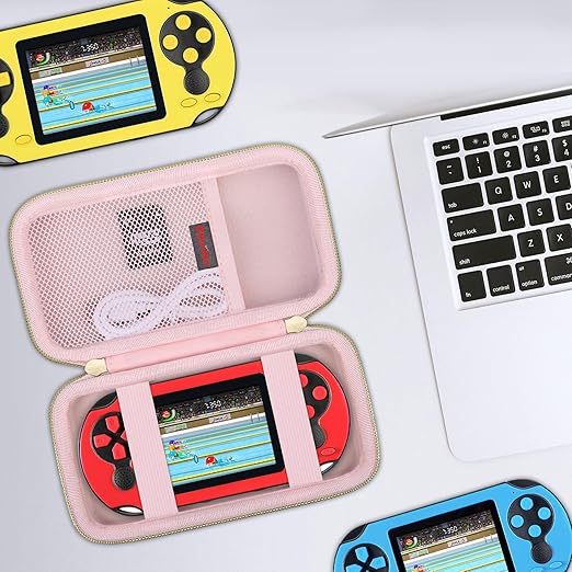 Elonbo Carrying Case for TEBIYOU/ WELLST·G/ TaddToy/ Beijue/ FAMILY POCKET/ CCTU/ X-JOYKIDS/ GREENCREEK/ Beico/ KAVOYI/ GuaiyeyeAP Handheld Game Console, Portable Electronic Gaming Player Bag, Pink