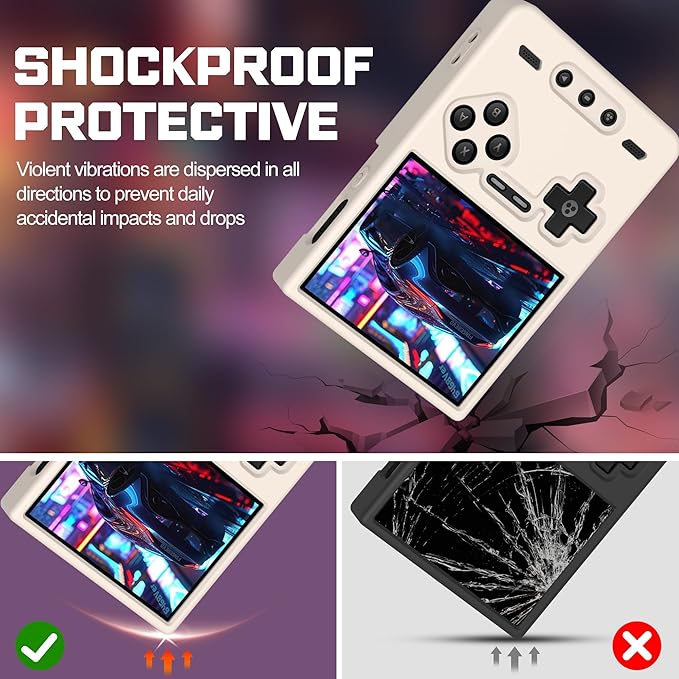 Silicone Case for Trimui Brick, Anti-Slip, Shock Proof, Soft Protective Case for Trimui Brick Handheld Game Console with Lanyard - White