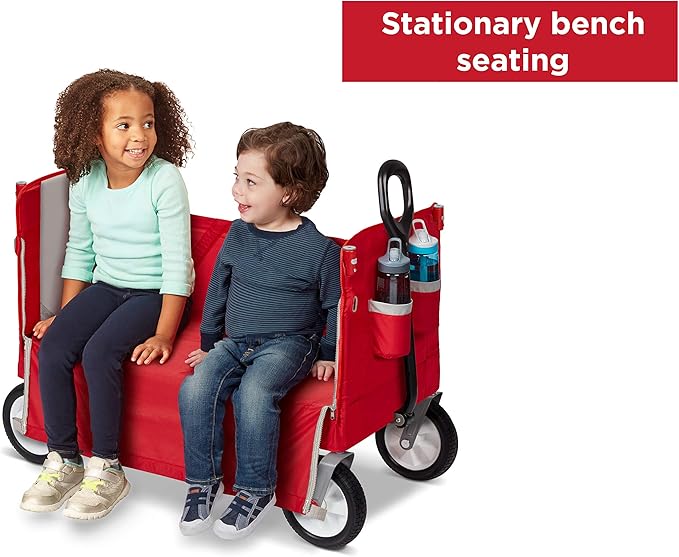 Radio Flyer 3-in-1 Off-Road EZ Fold Wagon with Canopy, for Kids 1.5+, 3-in-1 Push or Pull, with Bench Mode, One Hand Flat Fold, Off-Road Tires, DuraClean Fabric, Seat Belts, Stroller Wagon for Kids