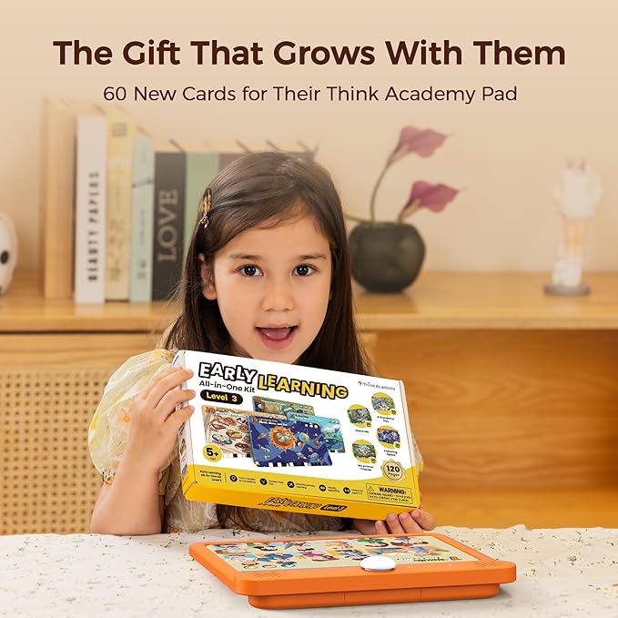 Think Academy Level 3 Flash Cards for Kids Ages 5+, Compatible with Learning Pad, Montessori-Inspired Learning Toys to Learn Social Skills, Self-Awareness, Family Life, Cultures & Environment