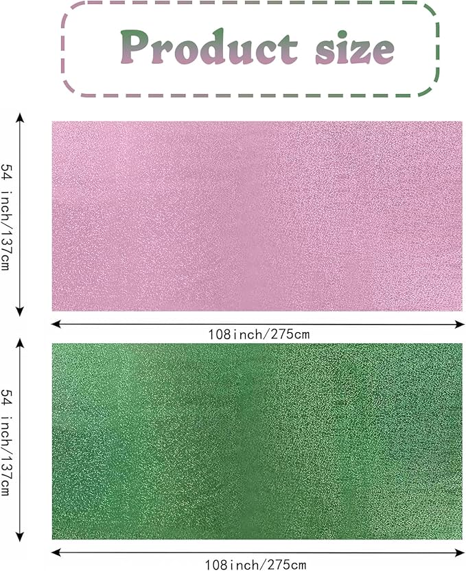 2 Pack Witch Holographic Tablecloth, Party Pink and Green for 54" x 108" Witch Princess Theme Decorations, Iridescent Metallic Plastic Glitt