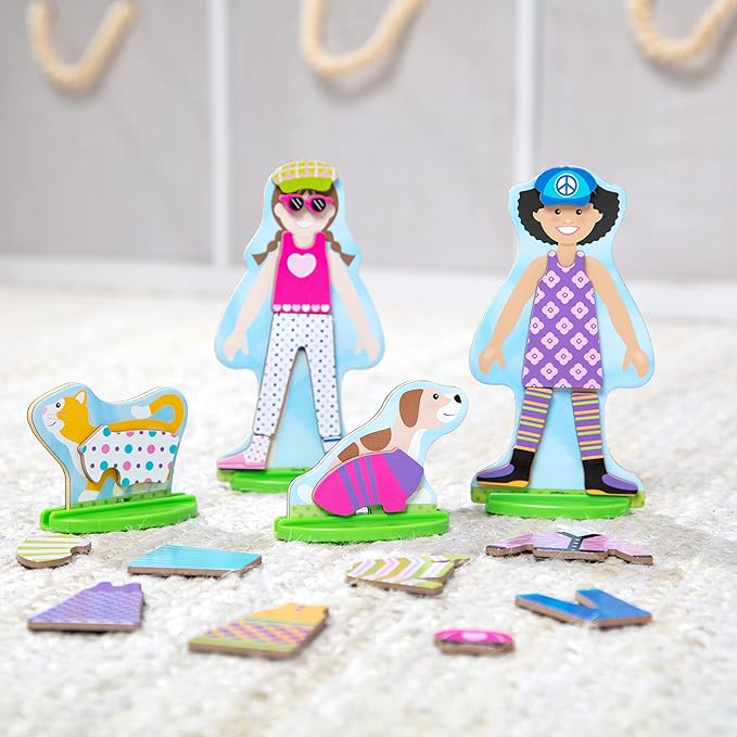 Melissa & Doug Best Friends Magnetic Dress-Up Wooden Dolls Pretend Play Set (78 pcs)