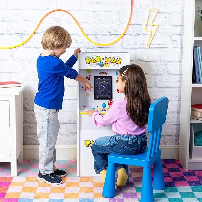 Arcade Classics Pac Man Jr Series Free Standing Machine, 3 Games, 8" Liquid Crystal Screen - Arcade Game for Basements, Garages, or Game Rooms