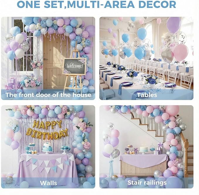 LovesTown 110PCS Latex Balloons 12inch Party Balloons Arch with Ribbon for Birthday Baby Shower Wedding Party Decorations Blue (Pack of 2)