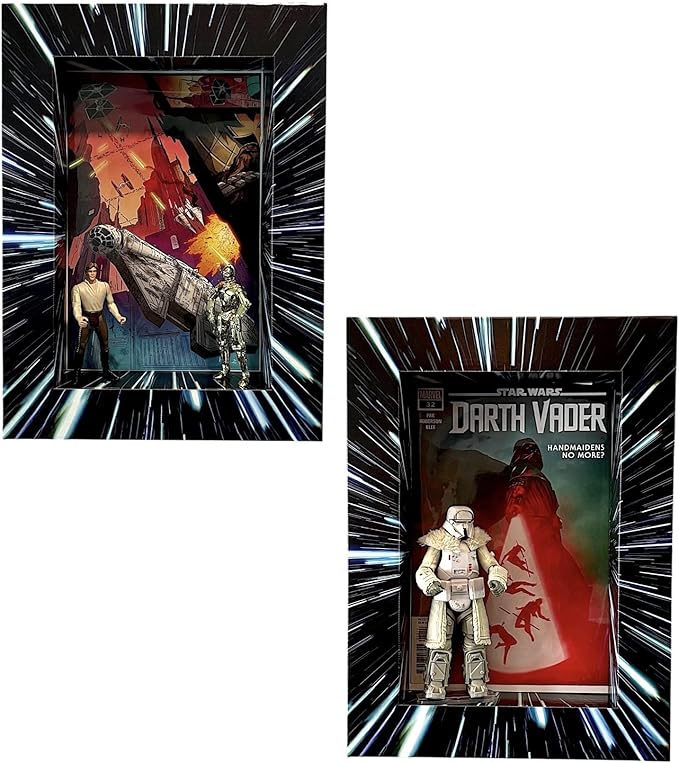 Light Speed Shadowbox Frame – USA Made Showcase for Figurines, Collectibles, Comic Books, Actions Figures, Toys – Lightweight & Durable Corrugated Display Case with Optional Shelves (2 Pack)