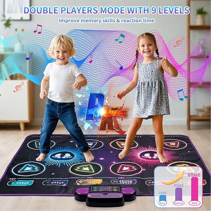 Alomejor Electronic Dance Mat Dual Player Interactive Game Pad for Kids Family Home Parties
